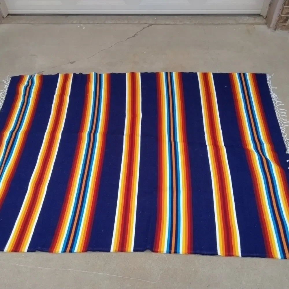 Vintage Mexican Serape Saltillo Blanket Woven Southwest 57